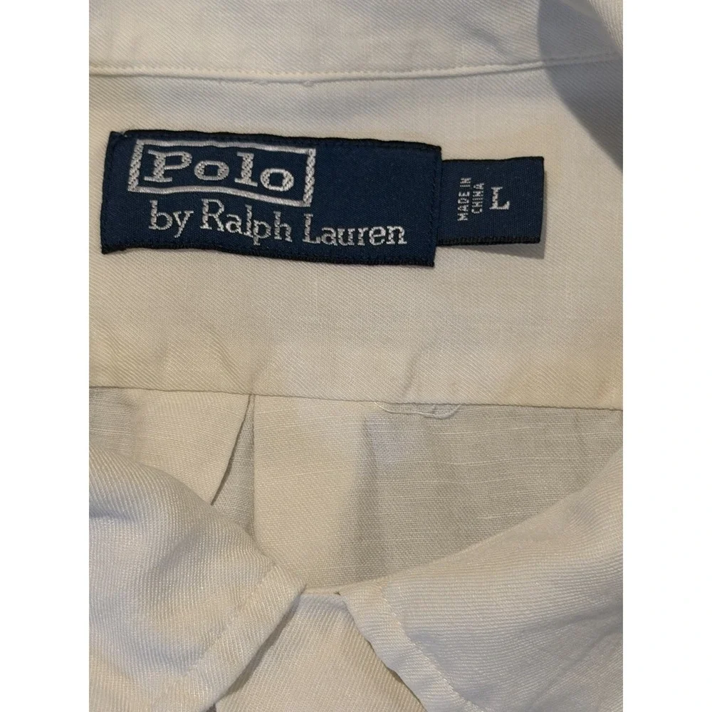 Polo Ralph Lauren Silk Linen Blend Caldwell Loop Collar Long Sleeve Mens Large